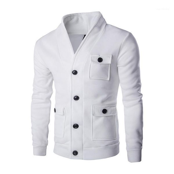 

mens fashion collar cardigan sweater solid color big pocket decorative jacket coat jackets men spring autumn male 2colour1, Black;brown
