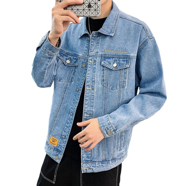 

2020 new autumn fashion denim jacket men streetwear casul jeans jacket men's coat c1108, Black;brown