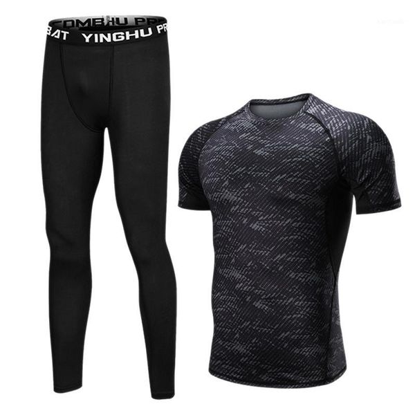 

running sets fashion men's suit 2 piece sportswear football fitness mountain climbing sports black1, Black;blue