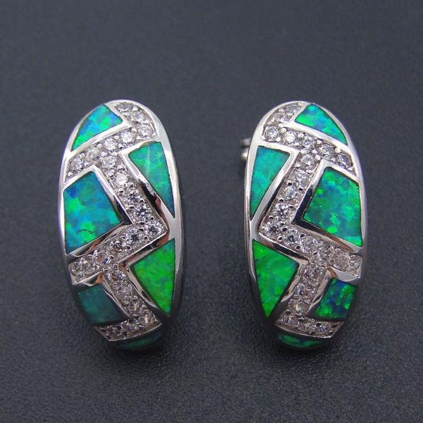 

dangle & chandelier arrival fashion earring with green fire opal women silver plated jewlery drop for party