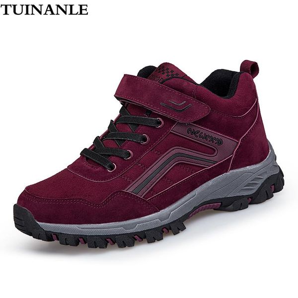 

tuinanle зимние сапоги женщины теплый ботильоны снег женщины плюшевые снег водонепроницаемый женский клин flock повседневная обувь botas, Black