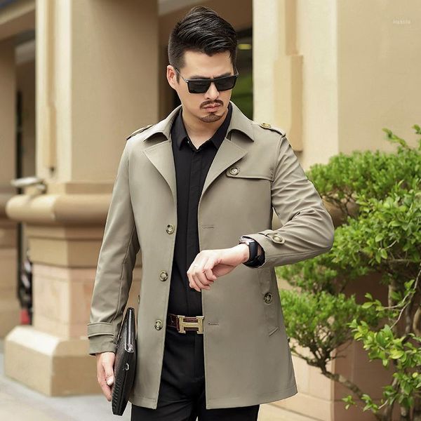 

2020 new arrival coat slim trench coat outwear men's trench high-quality mens long lapel windbreakers1, Tan;black