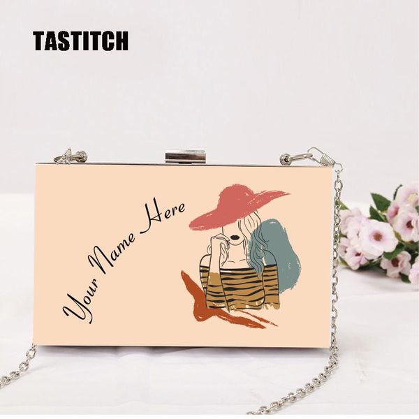 

diy personalized name acrylic clutch bags pattern printing handbags evening party clutches chain bag custom mrs clutch bride box