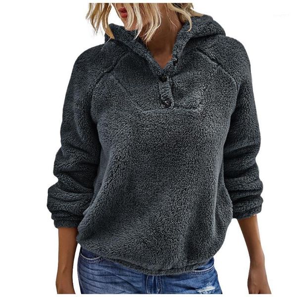 

autumn purple warm women's sweatshirt fashion solid color winter fleece pullover hoodie1, Black