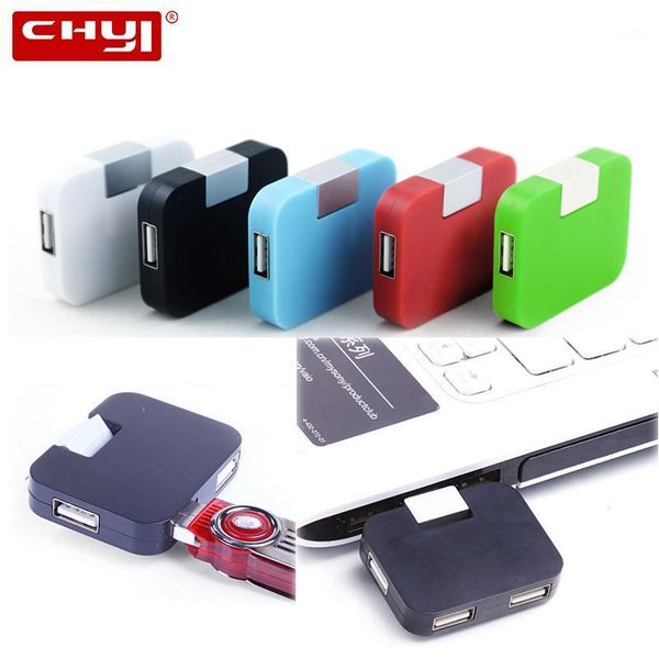 

hubs chyi mini usb hub 4 port 2.0 expander hab square shape foldable multi splitter micro adapter for lapcomputer accessories1