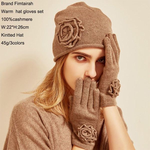 

hats, scarves & gloves sets two-piece set knitted cashmere and hat 100% winter women autumn lady 2021 hook flower luxury, Blue;gray