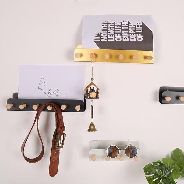 

hooks & rails u-shaped iron letter storage rack wood key detachable home entryway shelf organizer