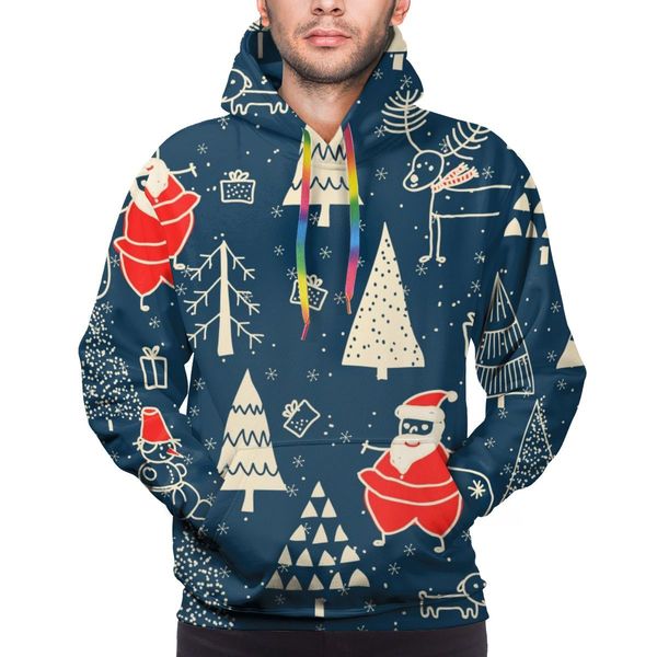 

christmas tree snowflake hat on sweatshirt hooded men's autumn winter, Black