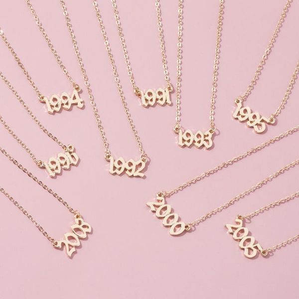 

chains fashionable joker sautoir birthday year of digital pendant necklace, Silver