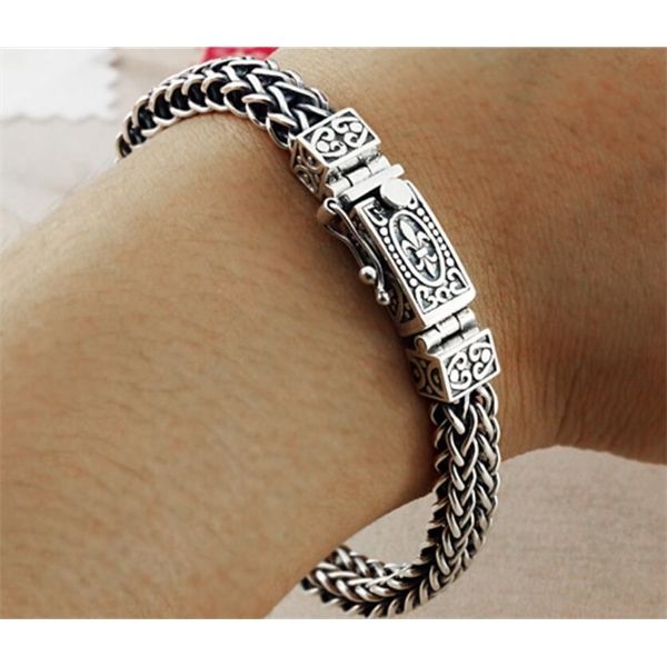 

925 sterling silver bracelet men's vintage pure silver handmade thai silver original personalized bracelet 1028 q1209, Black