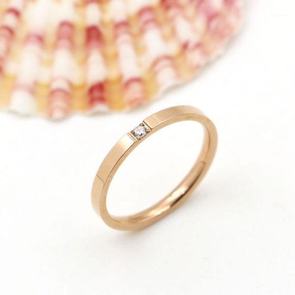 

fashion superfine 1mm joint crystal ring female index finger tail ring titanium steel for women wholesale jewelry1, Golden;silver