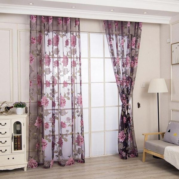 

curtain & drapes purple floral sheer curtains for living room burnout countryside rural bay window treatment cortinas wp223c1