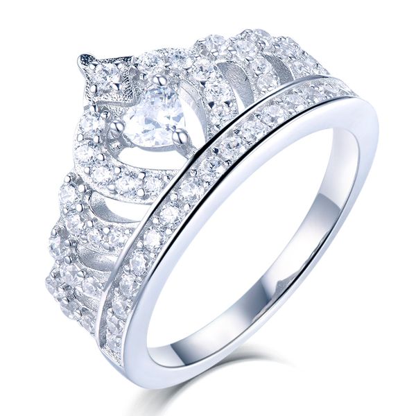 

fashion tonglin e-commerce selling product s925 sterling silver crown zircon female ring wedding ring ornament manufacturer one piece dr