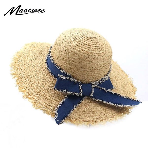 

wide brim hats summer sun for women natural raffia straw hat ladies elegant bow-knot beach caps sombreros mujer verano chapeau wedding, Blue;gray