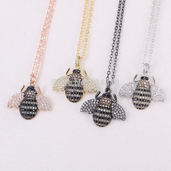 

pendant necklaces 5 strands cz micro pave crystal zirconia insect necklace for women men jewelry, Silver