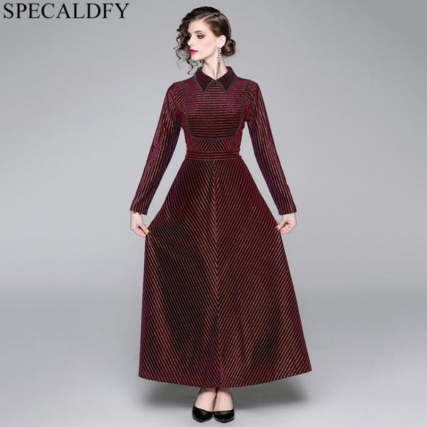 

winter dress 2020 fashion maxi dress women long sleeve vintage striped velvet long dresses party casual robe femme, Black;gray