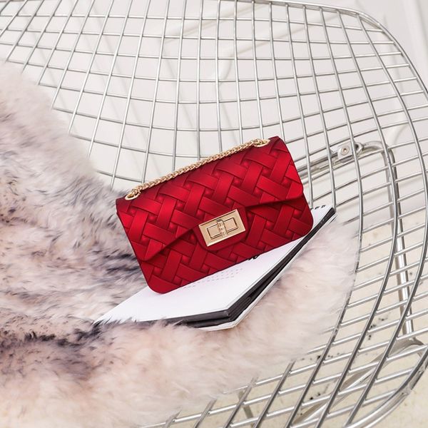 

cdkhw qianzi женщин стороны творческой woven небольшой gofdc 2020 немой лиса цепи желе женская маленькая квадратная сумка мода сплетенный ме