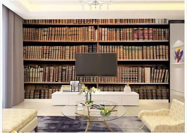 

wallpapers 3d wallpaper murals for walls 3 d bookcase mural vintage books study art tv setting wall shelf room
