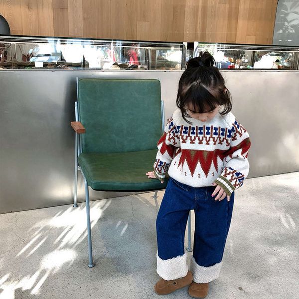 

girls' 2020 winter new children's qinqi fashion korean christmas sweater baby's thickened pullover trend bn1g5fjd, Blue