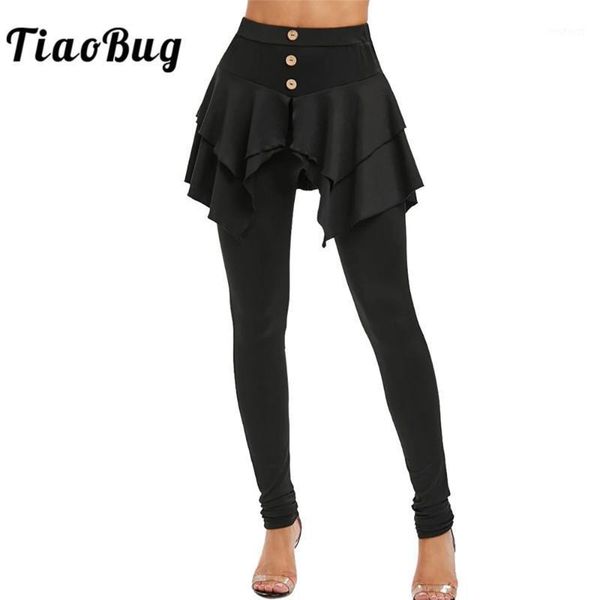 

women solid color high waist skirted leggings solid color irregular hem trousers skorts for gymnastics leotard ballet dancewear1, Black;red