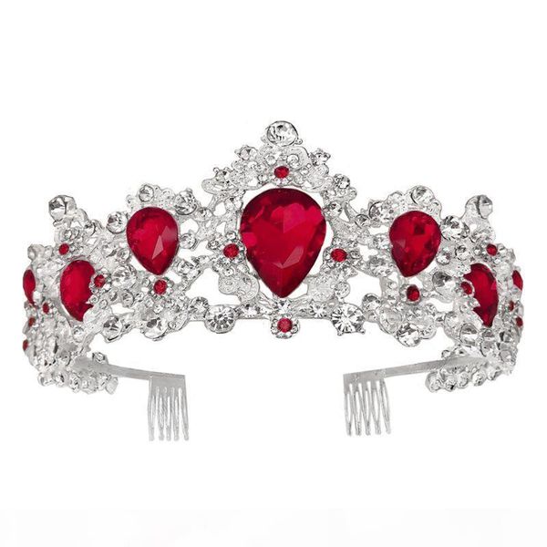 

baroque royal queen gold wedding crown crystal princess tiara headbands red, Golden;silver