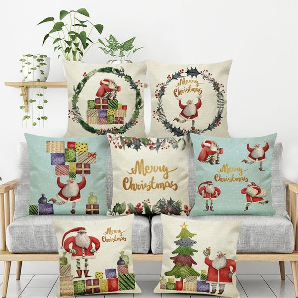 

christmas linen pillow festive decorative cushions christmas gift cushion pillow hug pillowcase can be customized