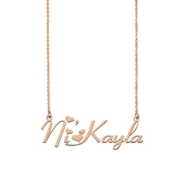 

nikayla name necklace custom nameplate pendant for women girls birthday gift kids friends jewelry 18k gold plated stainless steel, Silver