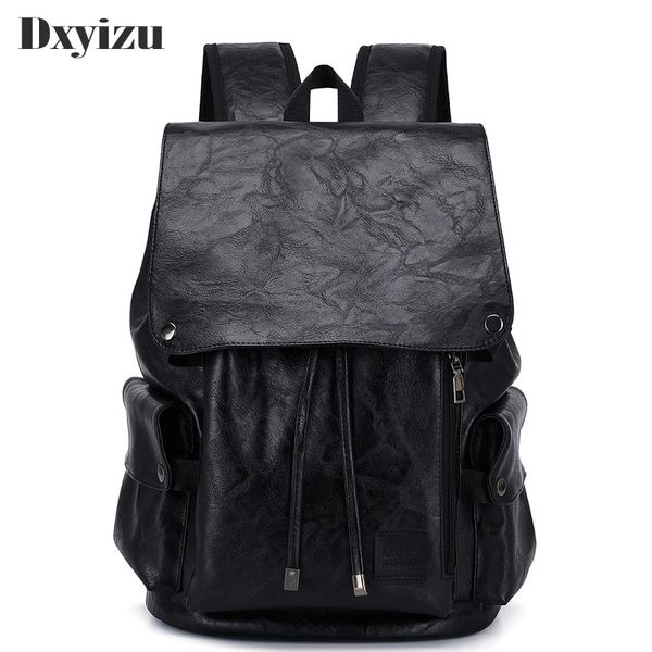 

new fashion soft leather casual backpack for teenager boys men travel casual school bag backpack preppy college mochila male c0125