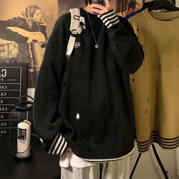 

2020 winter men's casual printed sweater woman korean streetwear fashion sweater oversize man warm clothing, White;black