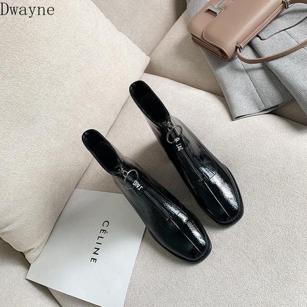 

boots fashion skinny children front zipper with heel square head female 2021 autumn wild short1, Black