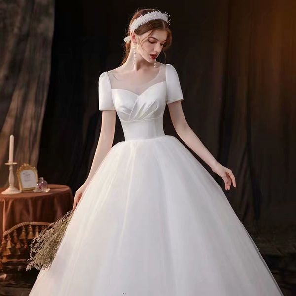 

2021 new elegant robot sheer wedding tulle long neck dress to be nt0n, Blue;red