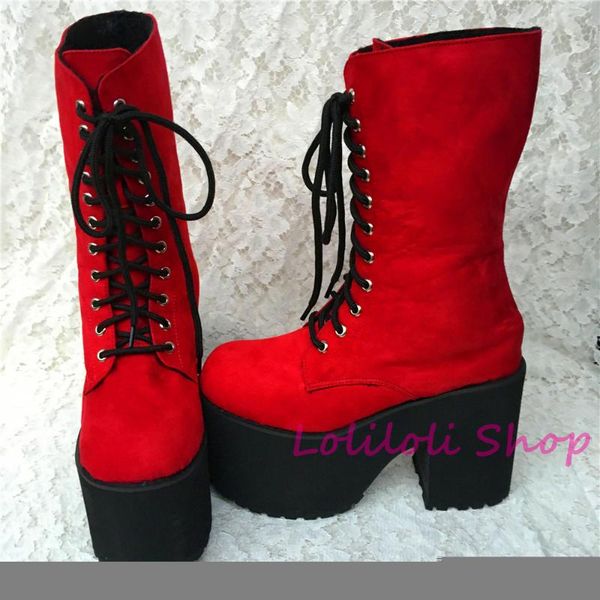 

princess sweet lolita shoes lolilloliyoyo antaina japanese design shoes custom wine red cross lacing thick bottom boots an9236, Black
