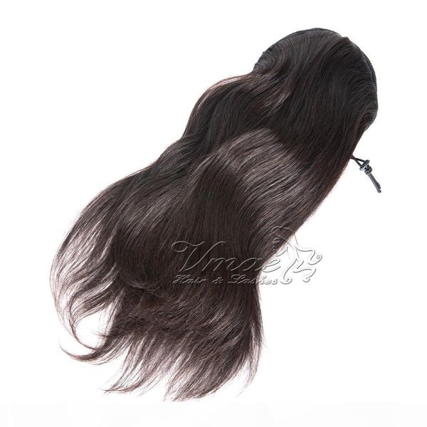 

natural color brazilian 100% unprocessed remy virgin drawstring ponytail horsetail 12 to 26 inch weave straight real human hair extensions, Black