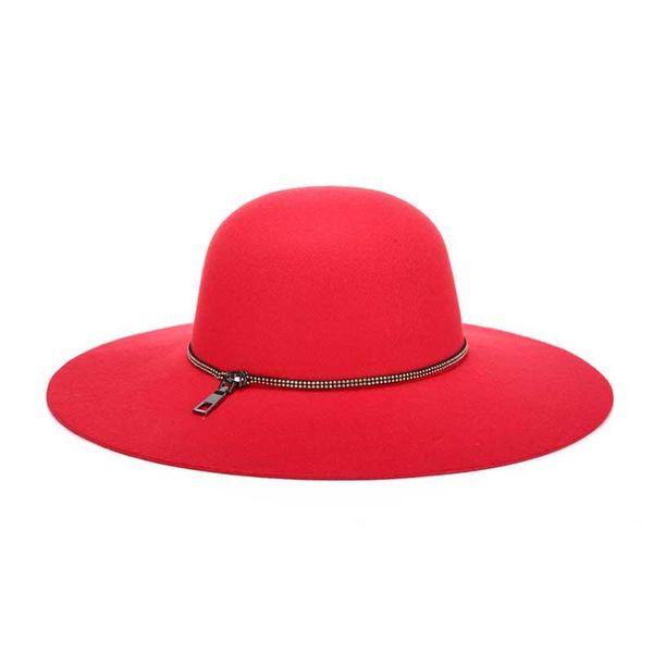 

2017 новая зимняя шерсть fedora vintage black wine red ladies широкий брим войлок bowler партии церковные шляпы для женщин бесплатная достав, Black;white