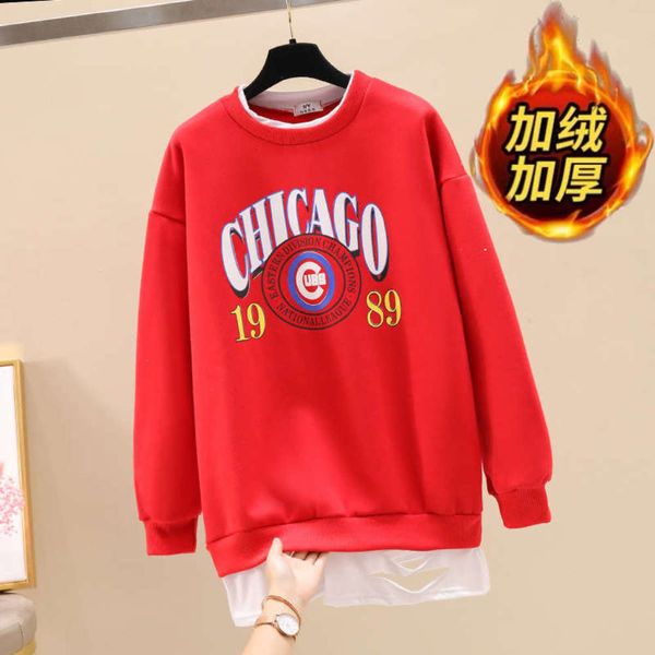 

women's of sweater two new pieces fake autumn winter thick hoodless orange medium length loose korean version ins trend 0cfy, Black