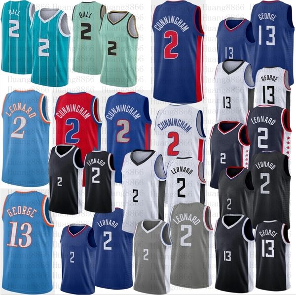 

kawhi 2 leonard basketball 13 george jerseys cade lamelo 2 ball cunningham 75th anniversary stitched, Black;red