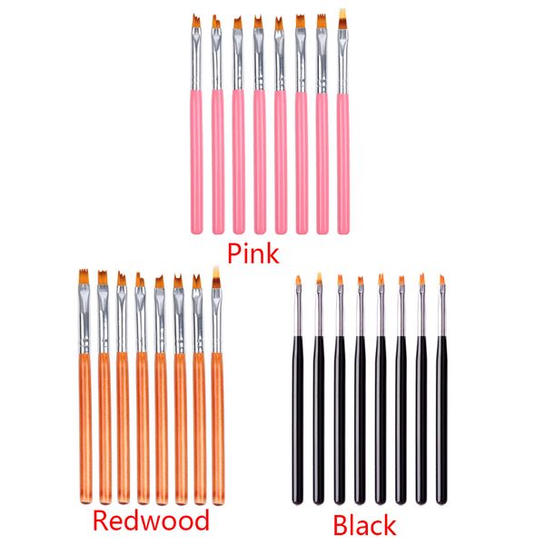 

8pcs/set flower drawing nail art acrylic brush uv gel gradient design wood handle diy manicure nail painting art polish pen tool2861962, Yellow