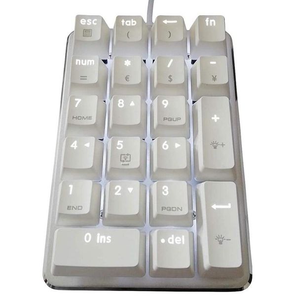 

21 keys white backlit mechanical numeric keypad numpad with cherry blue switches for notebook deskpc