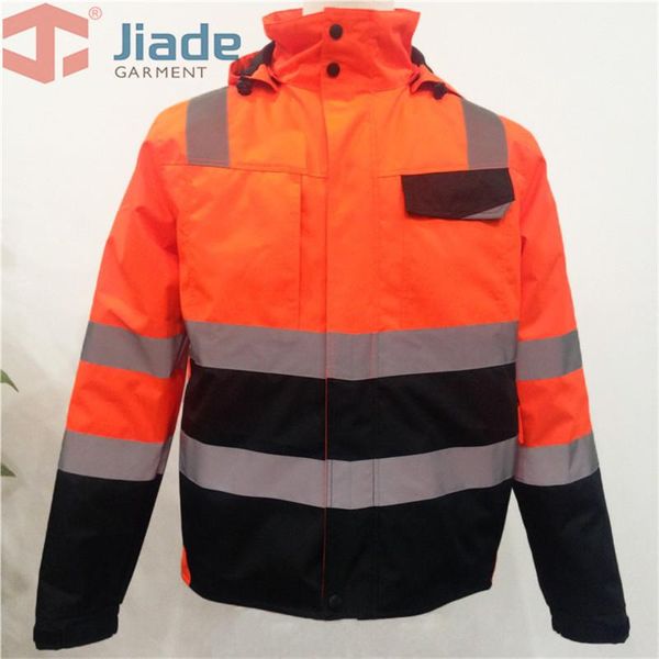 

men's work wear winter jacket reflective high visibility winterjacket en471/ansi windproofwaterproof winter jacket ing, Black