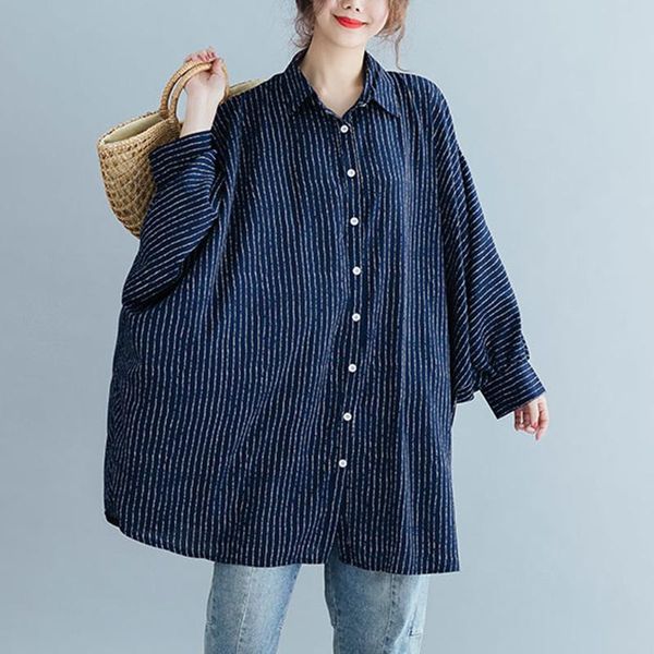 

women's blouses & shirts women overisze stripe blouse shirt 2021, White