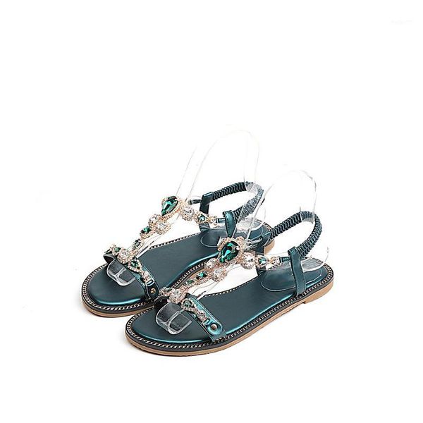 

sandals 2021 chic summer diamond flat fashion beach sandal female shoes1, Black