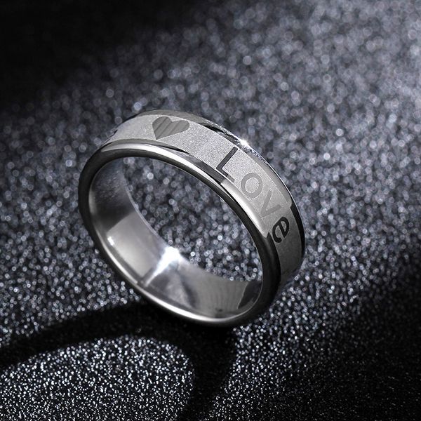 

ring silver 316l stainless steel love men wedding and women jewelry wholesale 6mm