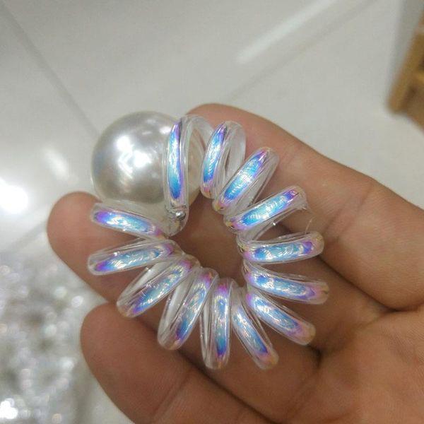 

mitationig pearl ab white colorful shining spiral cord elastic band bling telephone wire hair ties q qylauz