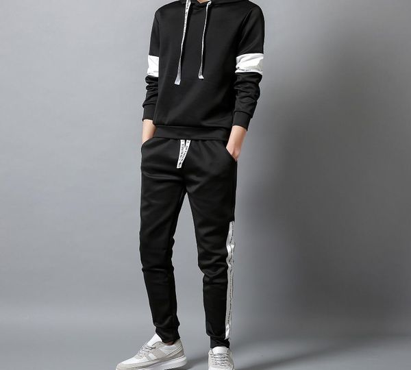 

men sets hooded sport suit tracksuit outfit suit 2 piece set suits hoodies long pants autumn warm mens clothing drop shipping, Gray