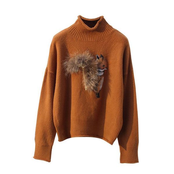 

cashmere sweater women winter sweaters and pullovers fox with real fur tail pull femme manche longue christmas sudaderas d361, White;black