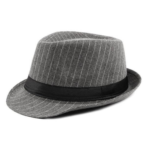 

aetrends] men's jazz cap british style fedoras striped hats for men z-6217, Blue;gray