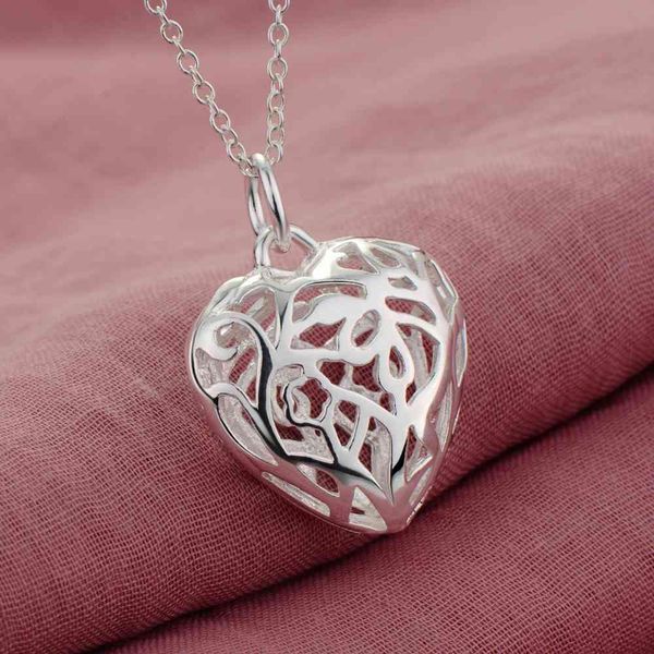 

silver color noble luxury refined elegant women cordate openwork necklace selling classic silver jewelry h sqcpry