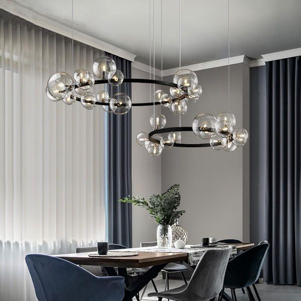 

living room modern black chandeliers clear glass ball dining bedroom led chandelier lighting kids creative round hanging lamp