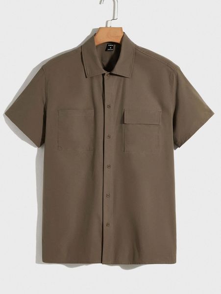 

men flap pocket front solid shirt 68xs#, White;black