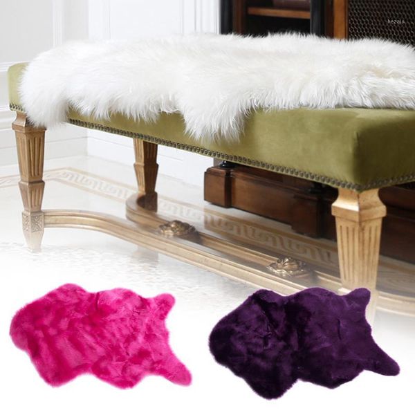 

soft plush fur chair cover washable gift wool seat pad carpet decor rugs1